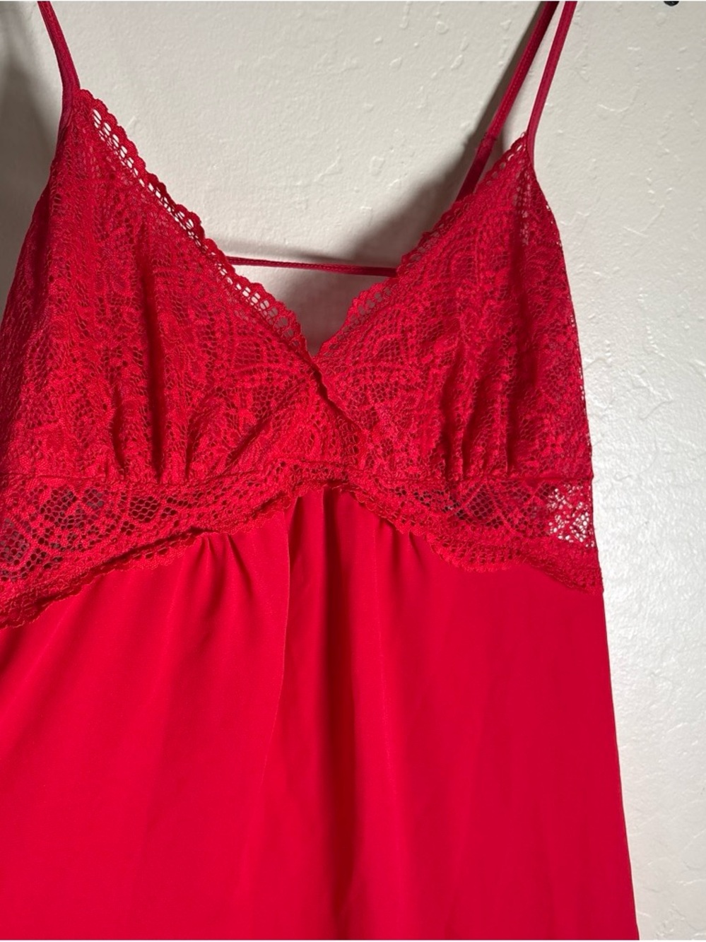 Red Lace-Trim Chemise Sleepwear